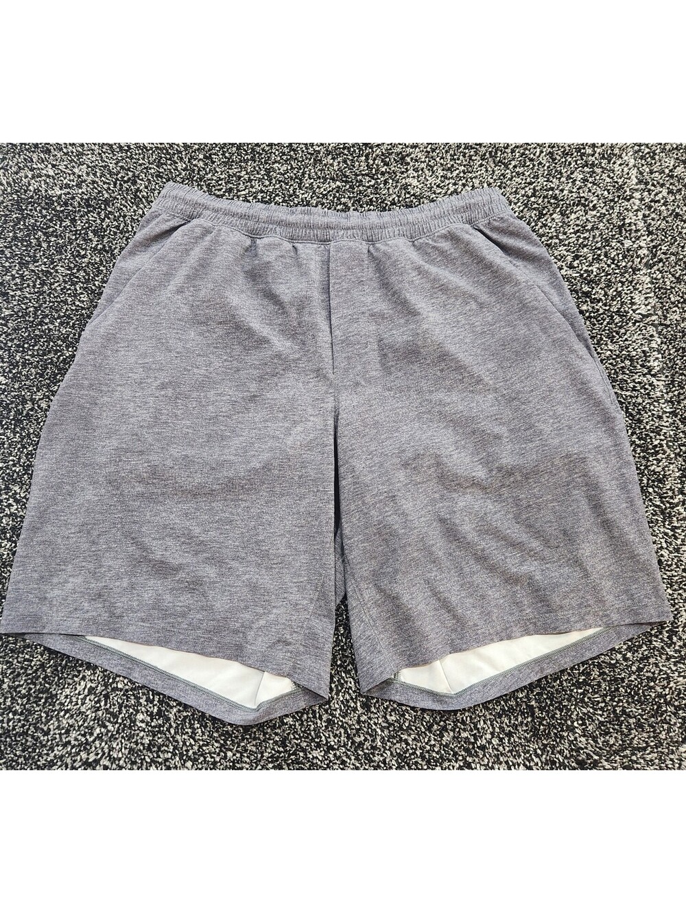Lululemon Surge Lined Shorts Men L Gray Heathered 7" Inseam Running Gym Workout